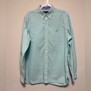 Polo Ralph Lauren Casual Shirt-Button Down-Long Sleeve-Blue-White-Men Size Large